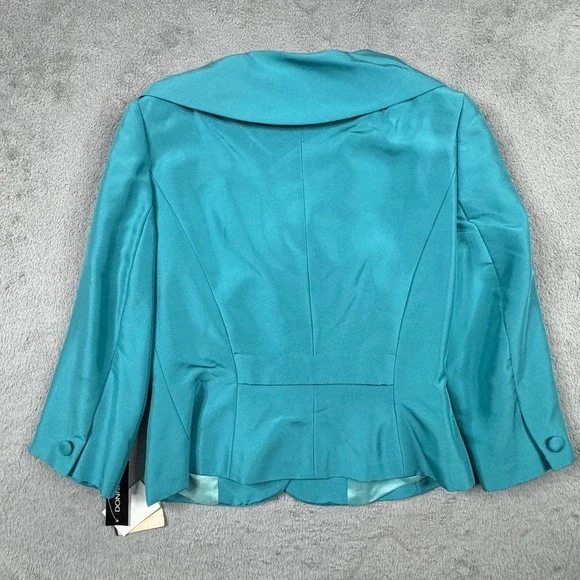 NWT Donna Morgan Aqua 100% Silk Shawl Collar Evening Blazer Jacket Womens 6 - Picture 13 of 13